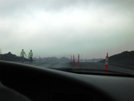 Saddle Road on Hawaii workers